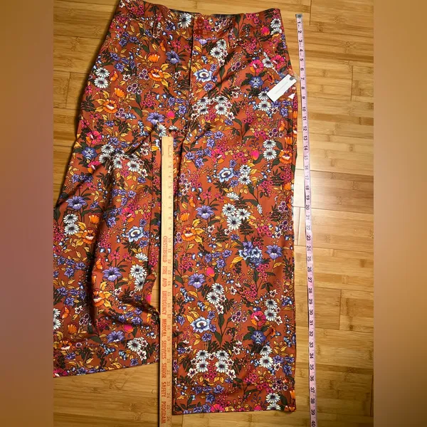 Anthropologie Maeve Floral Flower Power Wide Leg High Waist Crop Pants|Size:14 - Image 5