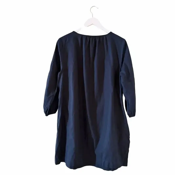 Madewell Embroidered Shift Dress Black Floral Pockets Boho Artisan SZ L #2615 - Image 8