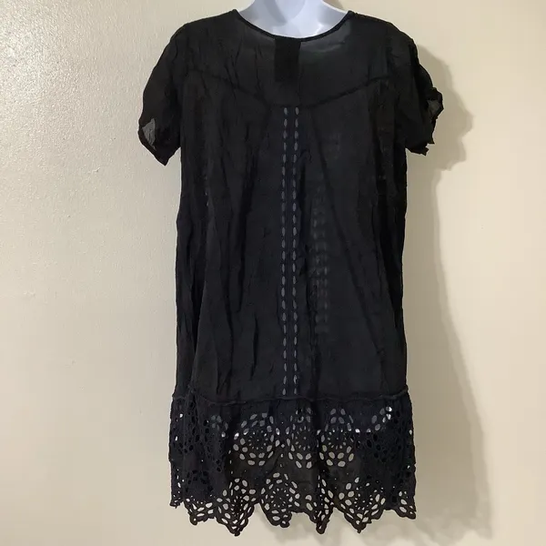 Johnny Was Pippa Tunic Small Black Eyelet Lace Boho Summer‎ Witchy Whimsigoth - Image 4