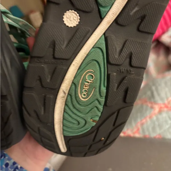 Chacos Sandals Womens Size 10 Active Strappy Green Geo Print Buckle Logo - Image 5