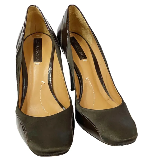 BCBGMAXAZRIA Brown Patent Leather Satin pump heels Women shoe size 7 B Brazil - Image 3