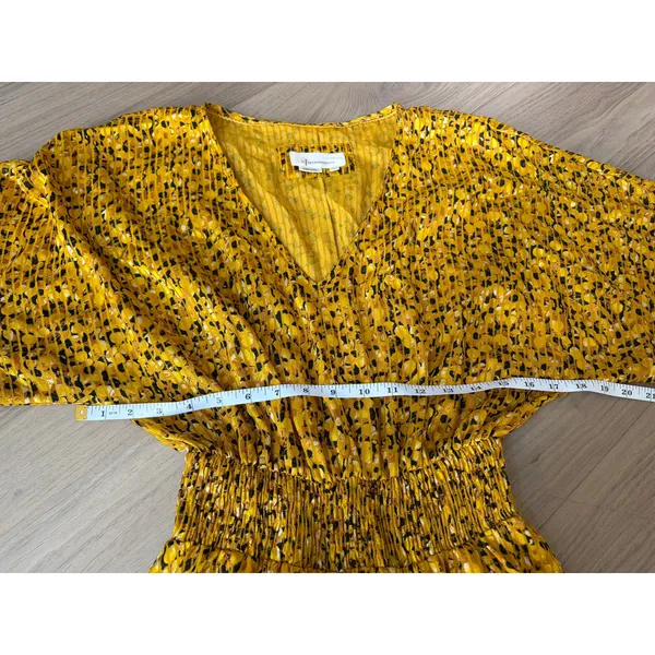 Anthropologie Yellow Floral Springtime Boho Party V-neck long Dress Size S - Image 11