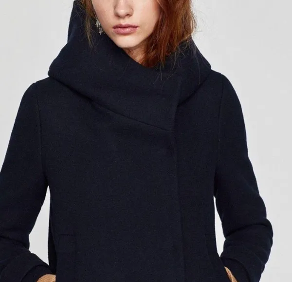 ZARA Wool Blend Wrap Collar Hood Coat - Image 3
