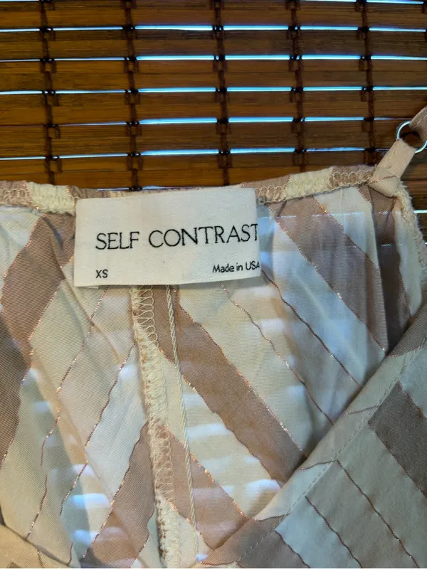 Anthropologie Self Contrast Chevron Metallic Stripe Cami Top XS NWOT - Image 3
