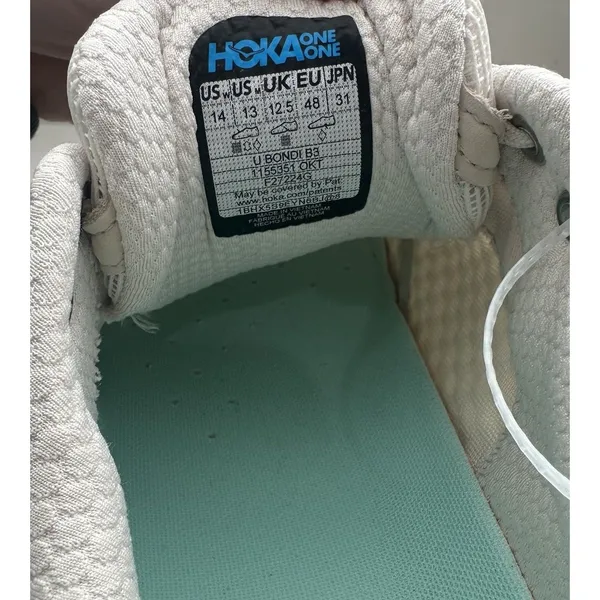 HOKA U Bondi B3 Oat Milk W 14/M 13 Sneaker Cushioned Mesh Activewear Casual Run - Image 8