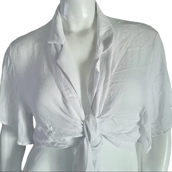 SHEIN knot detail half sleeve blouse - Image 6