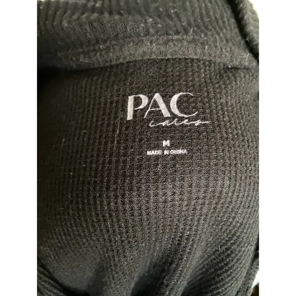 PacSun Womens Top Size M Cropped‎ Ribbed Knit V-Neck Collared Short Sleeve Black - Image 6