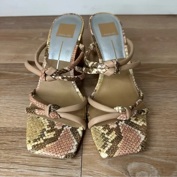 Dolce Vita Blush Multi Snake Print Stella Heels Sandals, Size 8.5 - Image 5