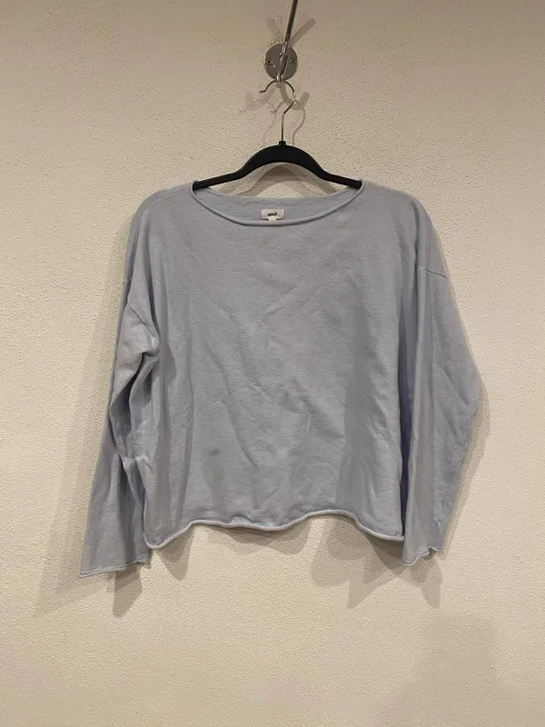 Aerie Shirt Womens S Blue Cropped Boat Neck Long Sleeve Tee Top - Image 2
