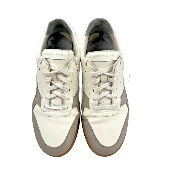 Everlane The ReLeather Tennis Shoes Size 8 Ivory Off White Taupe Leather Sneaker - Image 2
