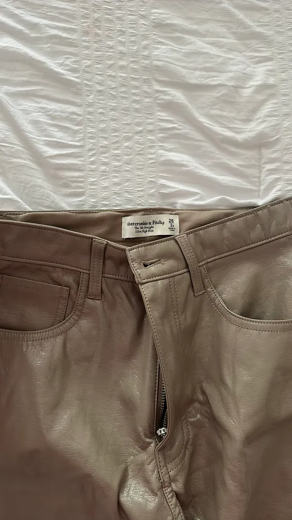 Abercrombie Tan Leather Pants - Image 5