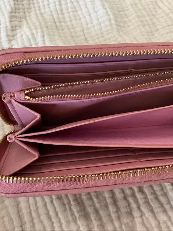 Miu Miu Matelasse Zip Wallet Pink Gold w/ Box - Image 8