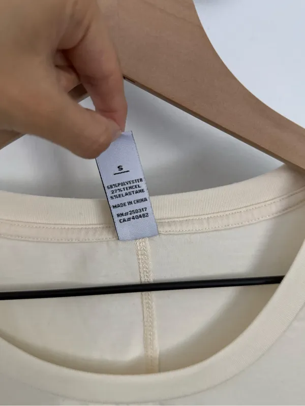 Varley Small Ivory Crew Neck Long Sleeve Tee Boxy Relaxed Outdoor Minimal - Image 4