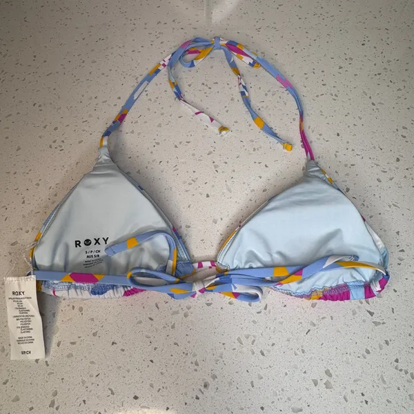 Roxy Womens Multicolor Abstract‎ Geometric Triangle Halter Bikini Top Small S - Image 6