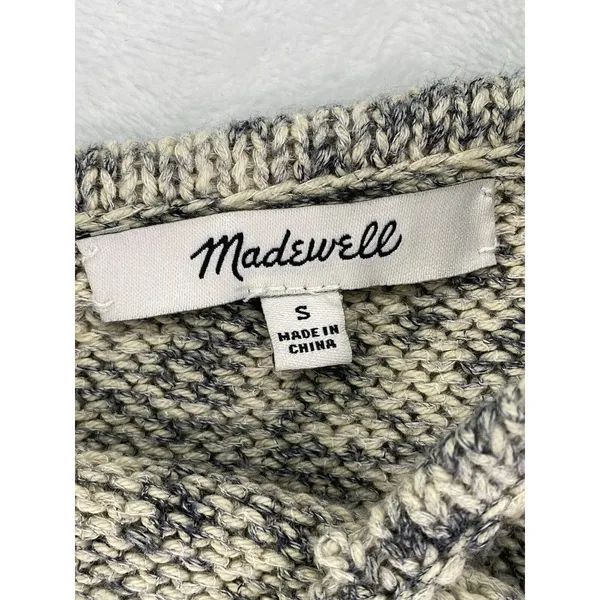 Madewell Knit Button Gray Cream Tank Top Cropped ribbed bottom Woman's‎ Sz S - Image 2