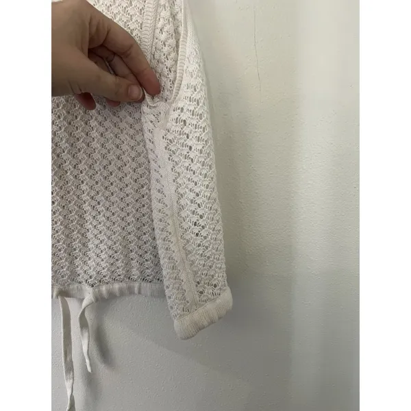 Alice + Olivia White Tevin Open Knit cropped drawstring Tank Top Size M coverup - Image 8