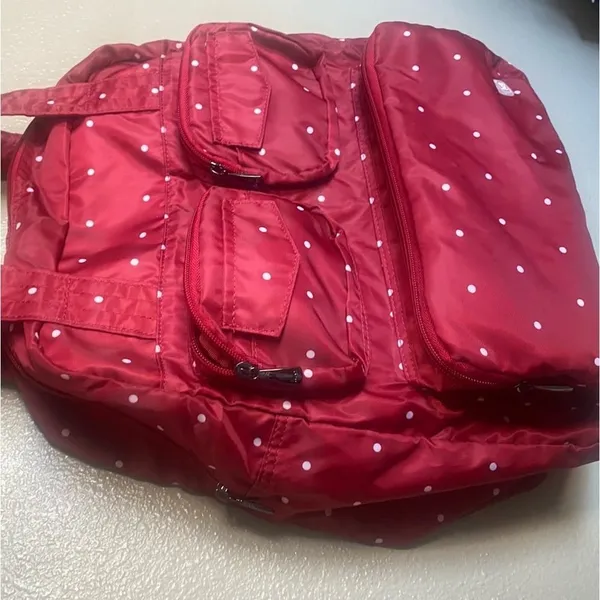 Lug polka dot Red and white Bag‎ Lightweight packable Tote Bag - Image 6