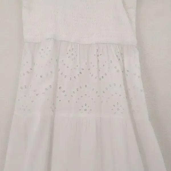 Goa Beachwear by Japna White Eyelet Maxi Dress Womens Size S Cotton Boho Cottage - Image 3
