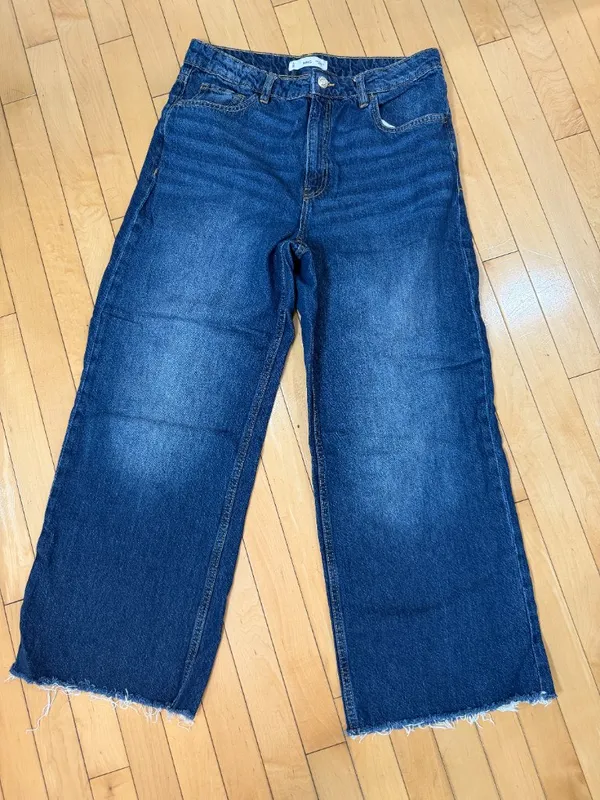 Mango MNG Wide Leg Classic Blue Denim Jeans Size 10 - Image 2