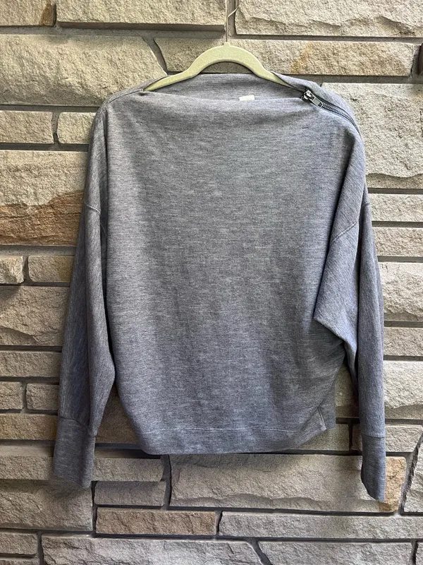 Free People We The Free Nikala Dolman Sweatshirt Zipper Top Grey Medium - Image 4