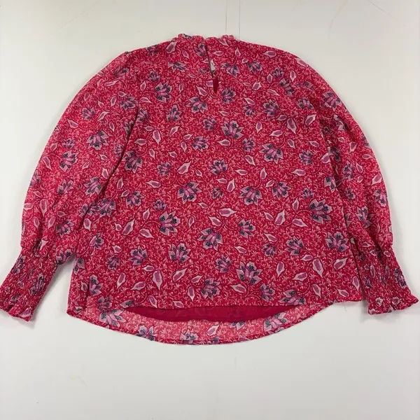 Joie Blouse Womens Medium Pink Floral Mock Neck Long Sleeve Chiffon Lined Top - Image 2