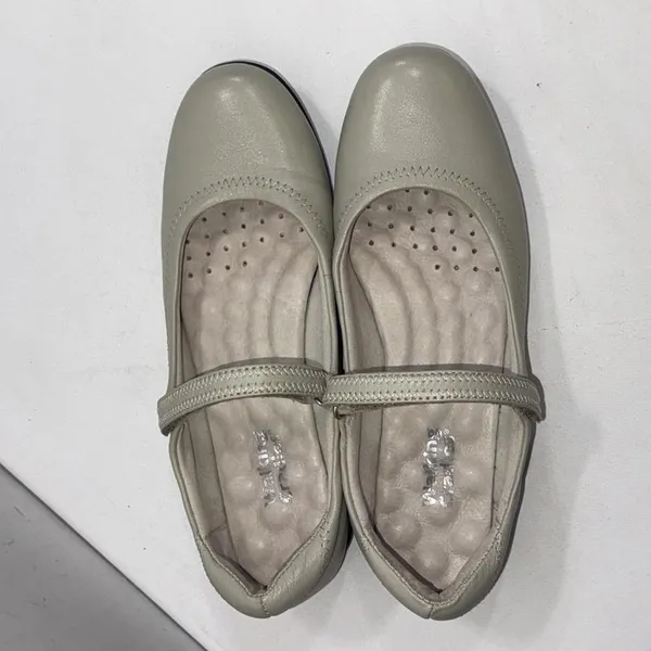 Walking Cradles Mary Jane Minimalist‎ Beige White Leather Cushioned Shoes 6.5N - Image 2