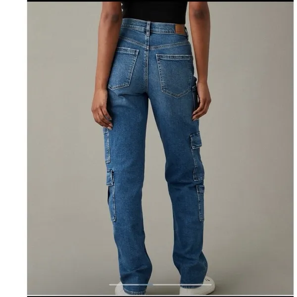 American Eagle Super High Waisted Baggy Straight Cargo Jean Women’s 4 Regular - Image 7