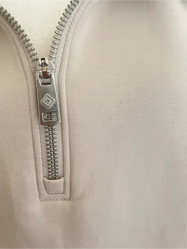 Abercrombie YPB neoKNIT Half-Zip Hoodie Sweatshirt Active Jacket Moonbeam XS - Image 6