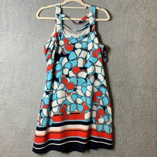 Kaari Blue Dress Womens‎ S Small Floral Pattern Blue Red White Cold Shoulder - Image 4