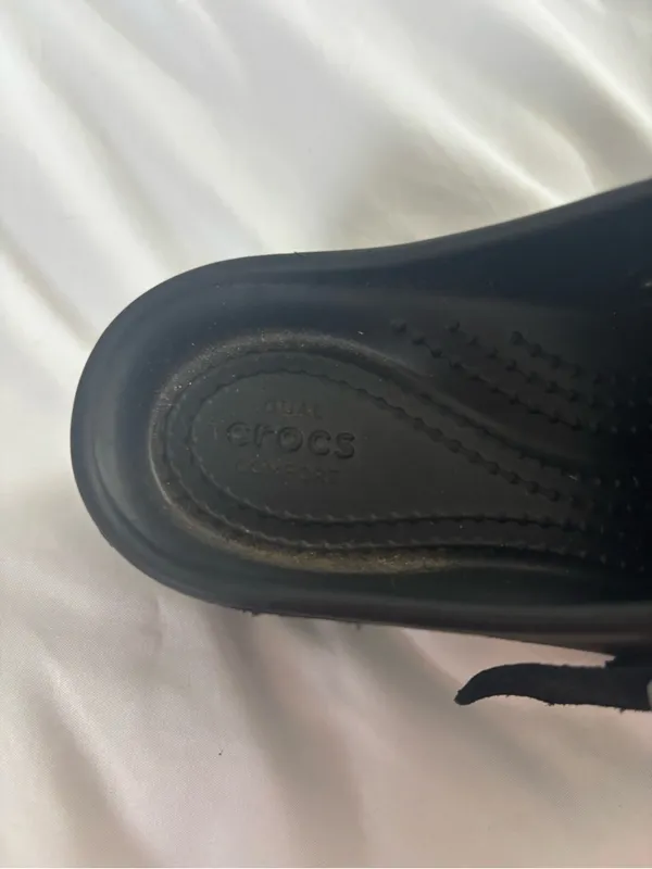 CROCS Black Slip-On Clog Mules with Buckle Strap - Image 5