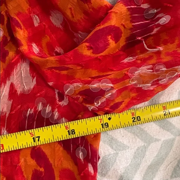 Tory Burch Tunic Orange sequined bright blouse‎ top shirt size 8 - Image 6