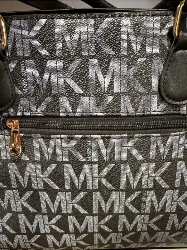 Mary King Black Signature Satchel - MK Logo Shoulder Bag - Image 5