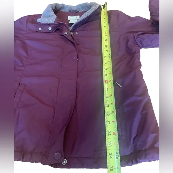 LL Bean Puffer Insulated Fleece Lined Burgundy Winter Coat Womens Size Medium - Image 13