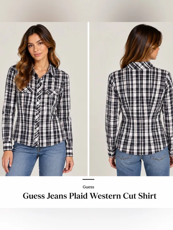 Guess Jeans Plaid Western Cut Shirt - Image 2