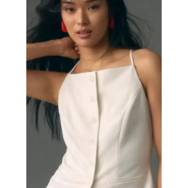Anthropologie Sunday in Brooklyn Ponte Apron Vest Top White Large - Image 7
