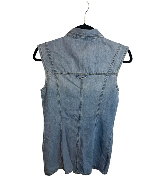 Zara Blue Denim Button Front Mini Dress - Image 2