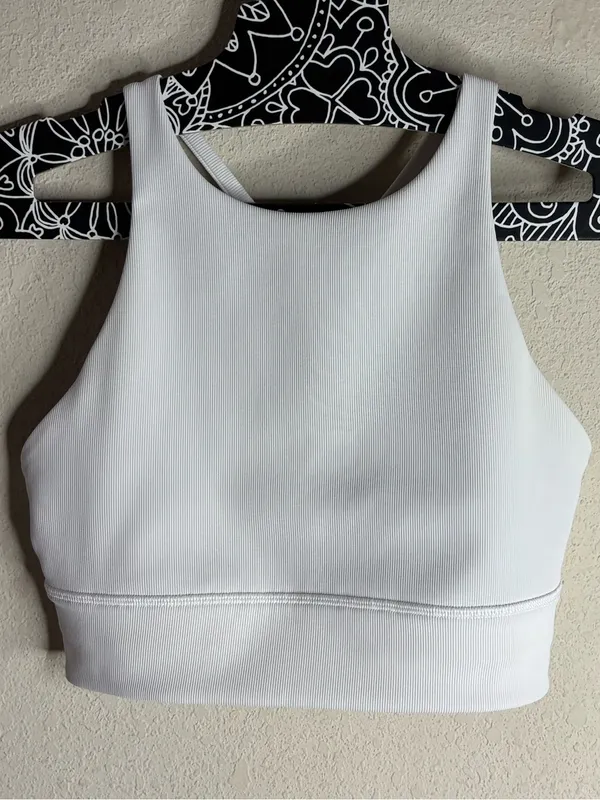 Lululemon Energy Bra High Neck Long Line Medium Support ribbed white size 8 - Image 2