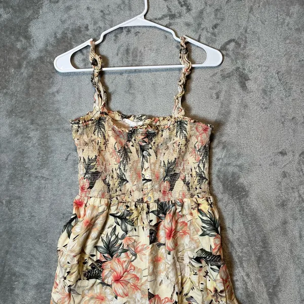 Greylin Size Medium Faith Smock Culotte Jumpsuit Floral Light Yellow‎ Women's - Image 3