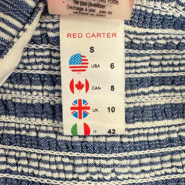 Red Carter Blue White Striped Smocked Halter Crop Top Size Small Summer - Image 6