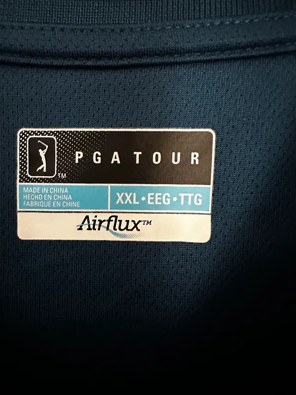 PGA TOUR Men’s Polo Shirt XXL Teal Blue Airflux Performance Golf Polo - Image 2