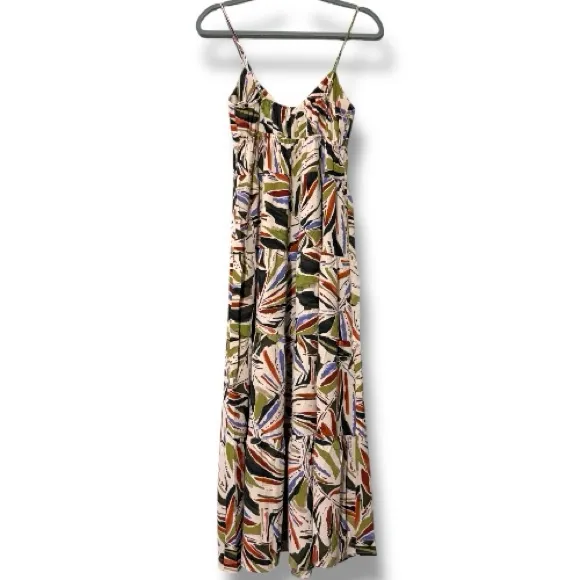 Monteau Los Angeles XS Maxi Dress adjustable straps elastic under bust leaf fall - Image 5
