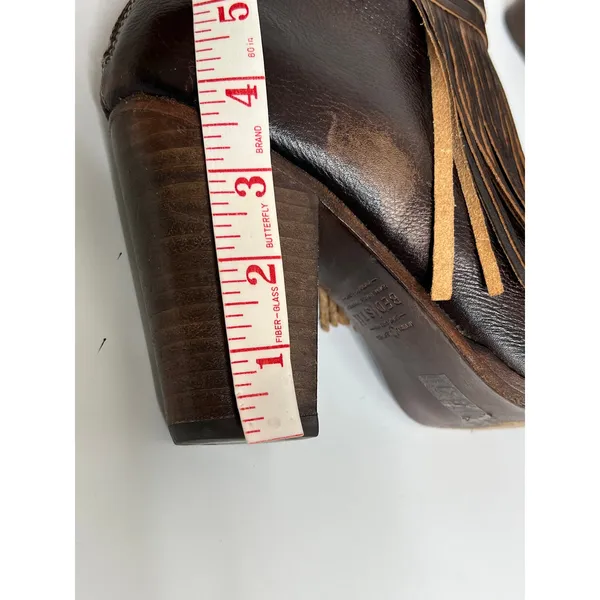 Bed Stu Onset Olivia Fringe Peep Toe Bootie Brown Leather Shoe Size 9.5 - Image 8