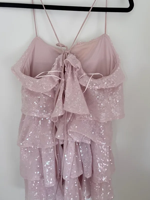 Hello Molly Pink Sequin Tiered Mini Dress - Image 3