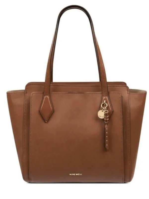 Nine West Cognac 3 compartment Tote with Charm Accent NWOT - Image 2