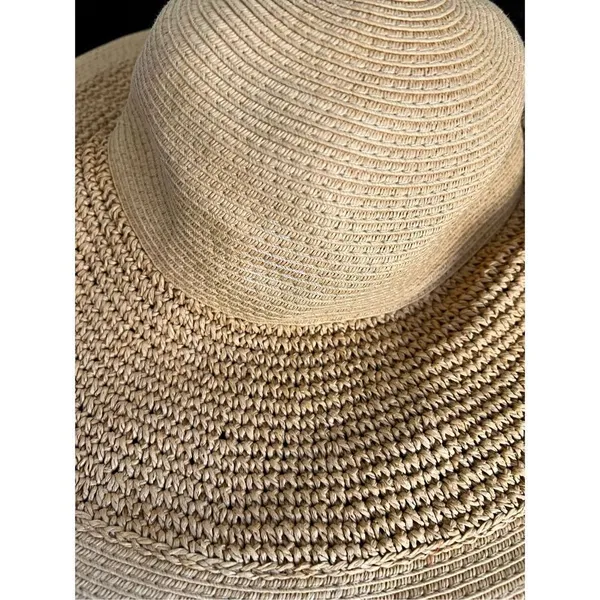 J Crew Wide Brim Sun Hat Womens‎ One Size Light Toast Packable Floppy Beach Wear - Image 4