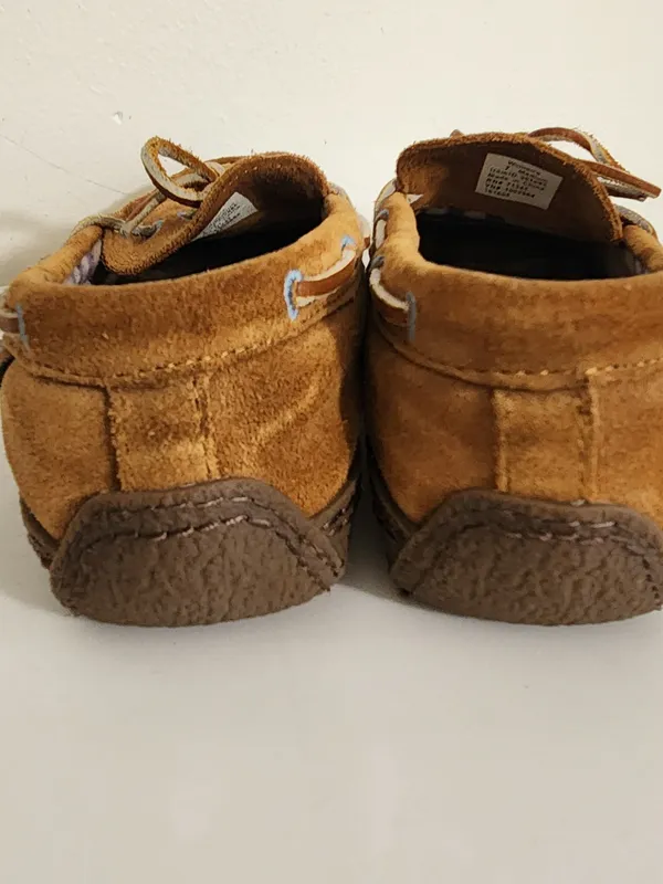 L.L.Bean Brown Suede Flannel Lined Slippers Size 7 - Image 6