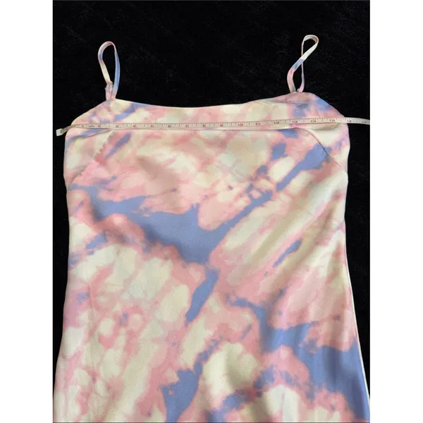 SNDYS Pastel Tie Dye Slip Maxi Dress Pink Blue Satin Feel Small - Image 6