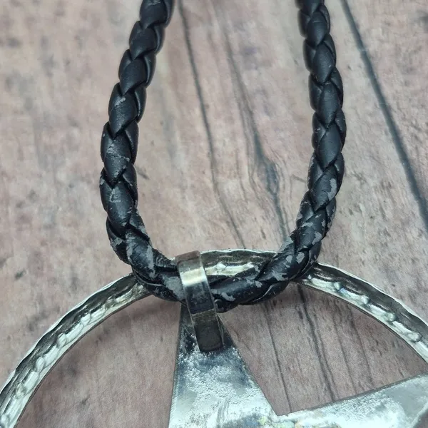 Western Texas Star Brooch Pin Pendant on a Black Faux Cord Collar Necklace 18" - Image 10