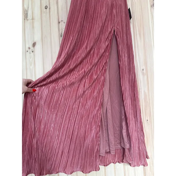 NWT Lulus Desme Rose Pink Satin Plisse Strapless Maxi Dress Holiday Party Size M - Image 5
