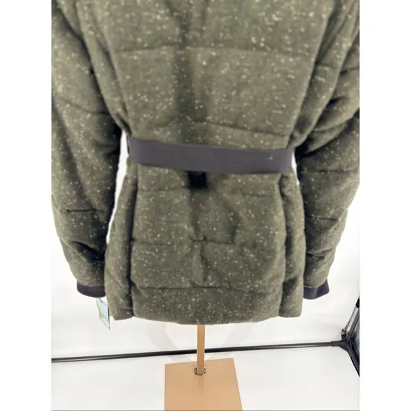 Sam Edelman Circus Women’s M Winter Jacket Faux Sherpa Collar Wool Tweed Green - Image 10